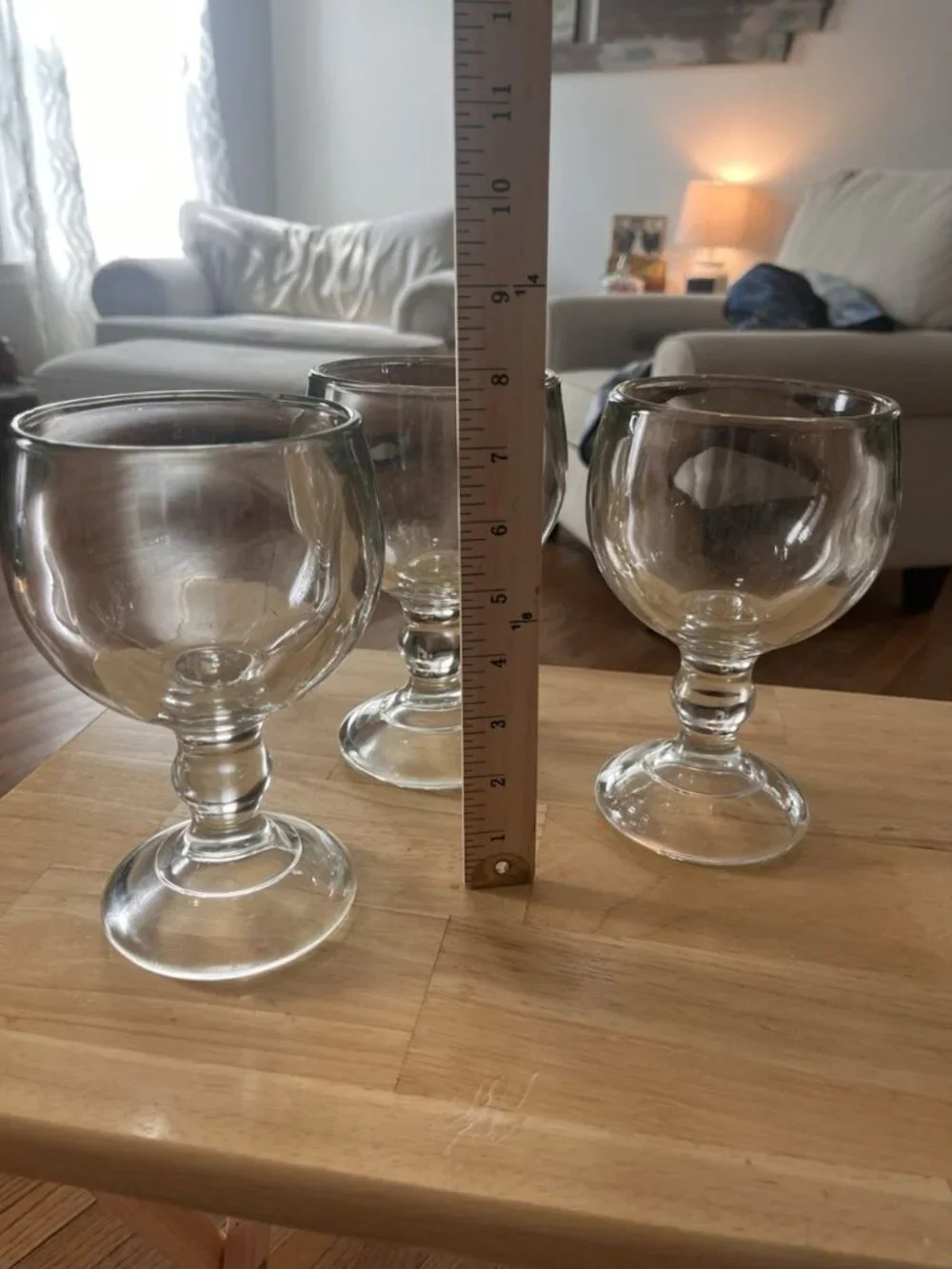 Vintage Hand Blown Mexican Recycled Bubble Glass Wine Goblets Set of 3 Heavy